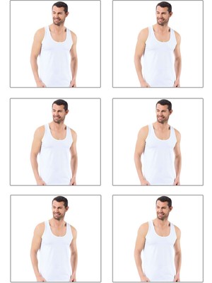 Erkek Esnek Ribana Pamuk Kumaş  Atlet 6'lı Eko Paket Büyük Bedenli