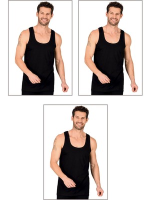 3'lü Paket Erkek %100 Pamuklu Ribana Esnek Rahat Kalın Askılı Örme Atlet