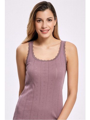 %100 Pamuk Dantelli Jakarlı Kalın Askı Atlet 2024 (1 Adet)