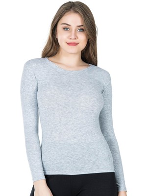 Iç Giyim Derya Kurşun Oval Yaka Uzun Kol Atlet