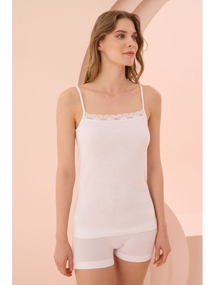 Iç Giyim (3 Adet) Nbb Dantel Detaylı Ribana Ince Askılı Atlet