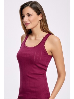 %100 Pamuk Dantelli Jakarlı Kalın Askı Atlet 2024 (3 Adet)