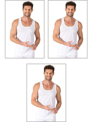 3'lü Paket Erkek %100 Pamuklu Süprem Esnek Rahat Kalın Askılı Örme Atlet