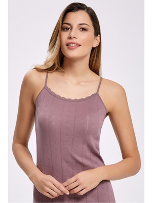 Jakarlı Dantelli Ip Askılı Atlet %100 Pamuk 2023 (1 Adet)