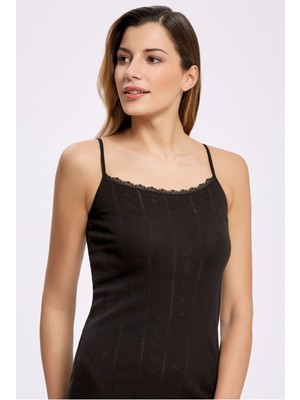 Jakarlı Dantelli Ip Askılı Atlet %100 Pamuk 2023 (1 Adet)