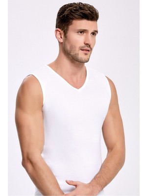 %100 Pamuk V Yaka Sıfır Kol Fanila 1008 (3 Adet)