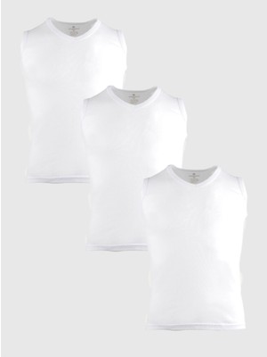 Ceylanoğlu %100 Pamuk Erkek Ribana V Yaka Sıfır Kol Atlet 048 (3 Adet)