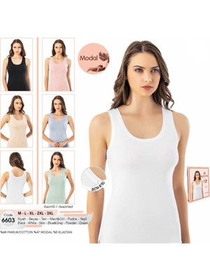 Iç Giyim Kota Modal Kumaş Kalın ve Ince Askılı Asortili Atlet (6 Adet)