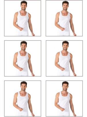 6'lı Paket Erkek %100 Pamuklu Ribana Esnek Rahat Kalın Askılı Örme Atlet