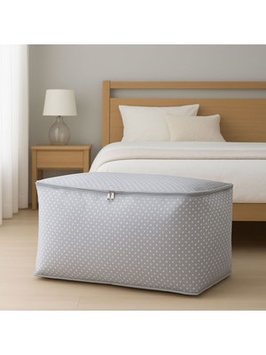 Puantiye Detaylı Büyük Boy Seyahat Çantası, Gri, 75X40X40 cm