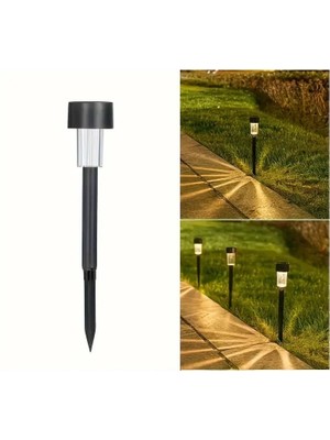 Gün Işığı Sarı Ledli Solar Güneş Enerjili Büyük Boy 32CM Bahçe Lambası Siyah Renk