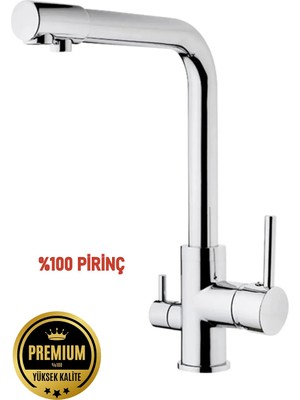 Paslanmaz Pirinç Arıtmalı Krom Renk Eviye Bataryası