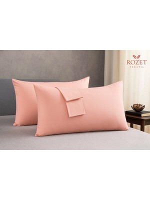 Rozet Tekstil Somon Yastık Kılıfı Pamuk Kumaş Kapaklı (2 Adet) 50  x  70  cm