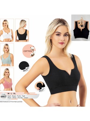 Iç Giyim Pamuklu Kaşkorse Kumaş Kalın Askılı Pedli Crop Atlet