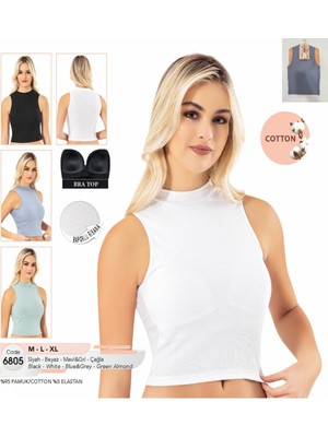 Iç Giyim Pamuklu Kumaş Kolsuz Kaşkorse Crop Atlet