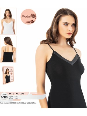 Iç Giyim Kota Modal Kumaş Ince Askılı Önü Saten Şık Atlet