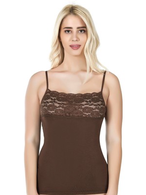 Iç Giyim Derya Kurşun Ince Askılı Önü Dantel Atlet