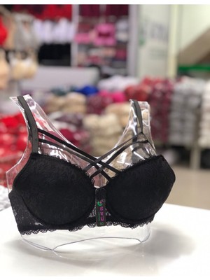 Iç Giyim Ebru Lüx Silikonlu Desteksiz Balenli Dantel Çapraz Sütyen (Sütyen Yıkama Topu Hediyeli )