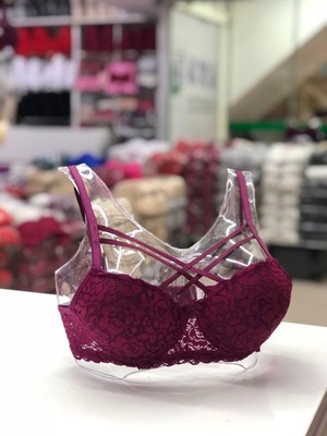 Iç Giyim Ebru Lüx Silikonlu Desteksiz Balenli Dantel Çapraz Sütyen (Sütyen Yıkama Topu Hediyeli )