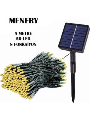 Solar Güneş Enerjili 5 Metre 8 Fonksiyonlu Gün Işığı Bahçe Balkon Ağaç Teras Aydınlatma Dekor Işık