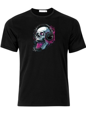 Skull One Baskılı Siyah Erkek T-Shirt