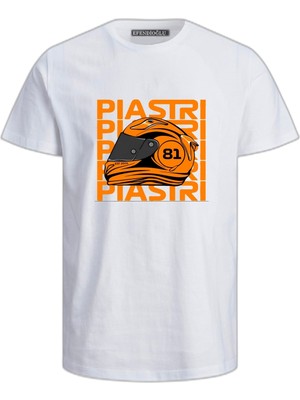 Oscar Piastri Baskılı F1 Pamuklu Tshirt