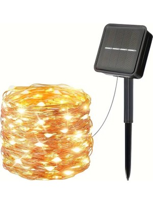 Güneş Enerjili 20 Metre 200 Peri Ledli Dış Mekan Bahçe Balkon Ağaç Dekor Bahçe Aydınlatma Işık