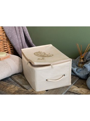 Şık Bej Paisley Hurç 30X22X18 Cm, Fonksiyonel ve Şık Saklama Çözümü