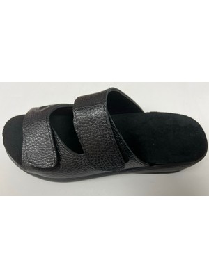 Ortopedik Demonte Hallux Valkus Terliği Erkek Siyah Tabanlık Terliği