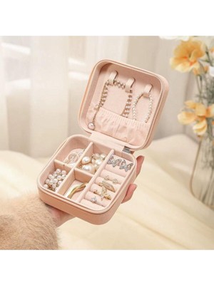 Woodhub Özel Baskılı Mini Takı Kutusu, Kolye, Yüzük, Küpe Düzenleyici, Pembe