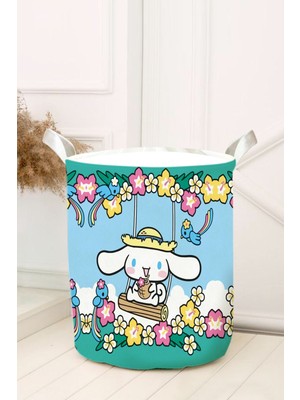 Yeşil Çiçekli, Cinnamarol Desenli Bebek ve Çocuk Odası Oyun Sepeti