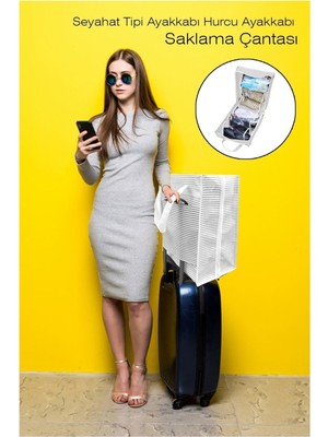 Altı Gözlü Seyahat Ayakkabı Taşıma Çantası, Beyaz, Hafif ve Şık Tasarım