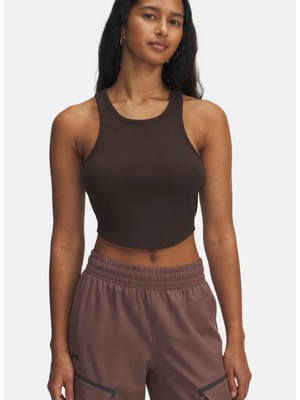Under Armour 1389798-246-UA Rival Rib Tank Kahve Normal Düz Kadın Atlet