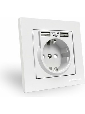Mutlusan Çift Usb'li Topraklı Priz 2.4 A Hızlı Şarj + Çocuk Koruma