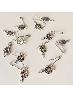 Yumakça Metal Yumak Figürlü Broş Set Gümüş