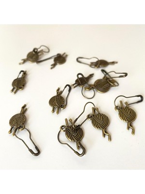 Yumakça Metal Yumak Figürlü Broş Set Antik