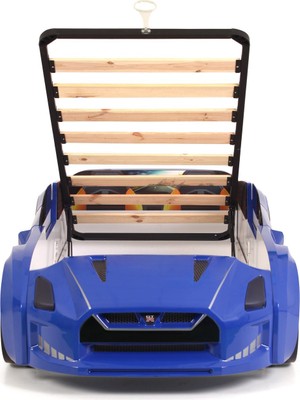 Ferramini Mavi Arabalı Yatak Kapıları Açılan Gtr Full Ledli Kumandalı ve Müzikli + Baza 90*190