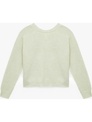 Uzun Kollu Bisiklet Yaka Arkası Fiyonk Detaylı Triko Kazak