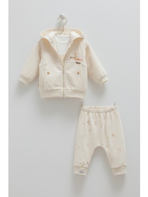 Bebek 3'lü Mevsimlik Takım Kapüşonlu Sweatshirt + Body + Pantolon (3-18 Ay)