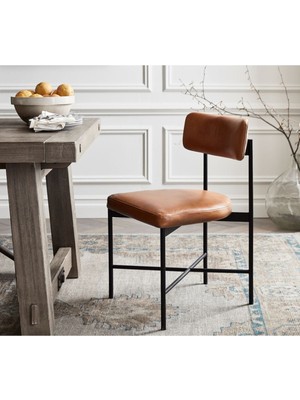 Hitit Dekorasyon Mais Siyah Metal Sandalye Deri