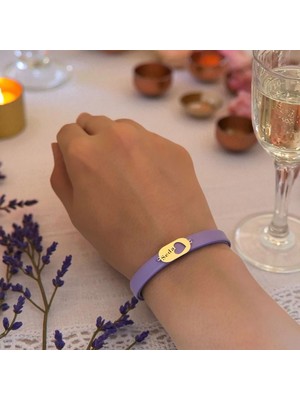 Altın Plakalı 14 Ayar Seda Ismine Özel Hakiki Mor Derili Kalp Motifli Hediye BILEKLIK-558ISIM
