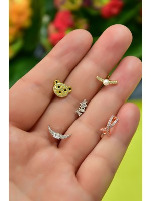 925 Ayar Papatya Silver Tragus Küpe.rose.gold.rodaj.