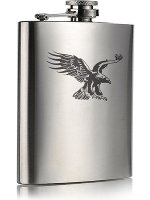Kartal Temalı 9 Oz Paslanmaz Çelik Cep Matarası 266 ml Içki Viski Konyak Alkol Matarası