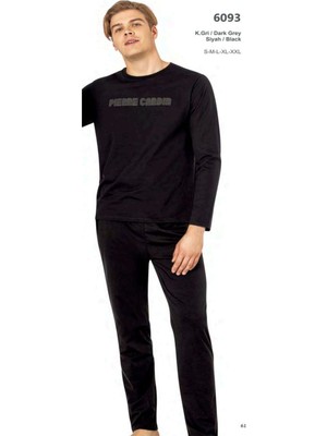 Pierre Cardin 6093 Erkek Uzun Kollu Bisiklet Yaka Pijama Takımı-Siyah