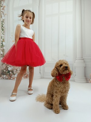 Ada Model Kırmızı / Beyaz Mezuniyet , Kutlama Elbisesi