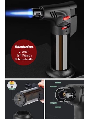 Biton Toptan 2 Adet Pürmüz Doldurulabilir Çakmak 1300°C Torch Depolu Orta Boy Pürmüz