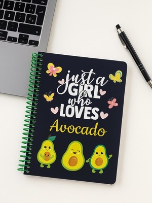 Just A Girl Who Loves Avocado Tasarımlı Spiralli Kareli Defter – 80 Yaprak, 160 Sayfa (18 x 24 Cm)