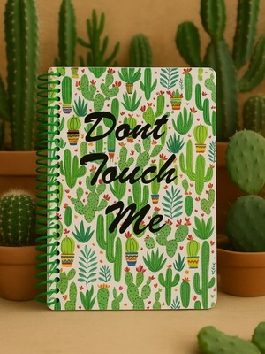 Kaktüs Desenli Spiral Kareli Defter – 80 Yaprak / 160 Sayfa – 18X24 cm