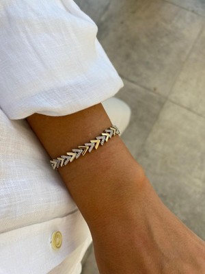 Özel Seri Gold Silver Renkli Zirkon V Taşlı Bileklik