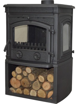 Flame Stove Flamestove FS-041YKST Retro Tek Camlı Şömine Yan Kapaklı Odunluklu